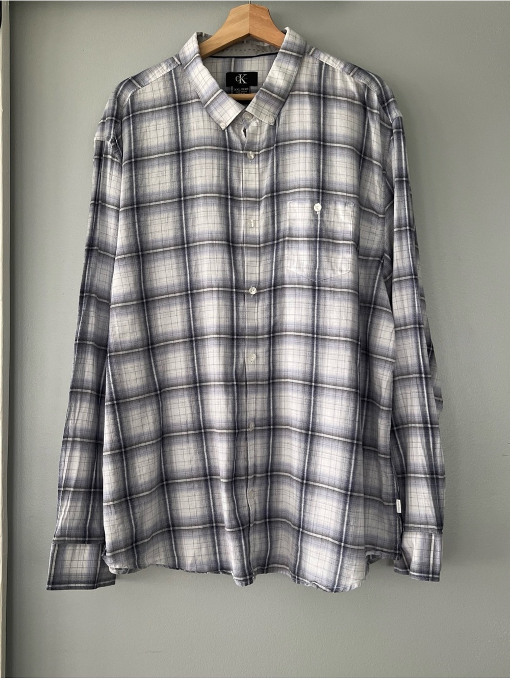 Calvin Klein G10 Men’s Dress Shirt 100% Cotton Plaid Check Long Sleeve Size 2XL